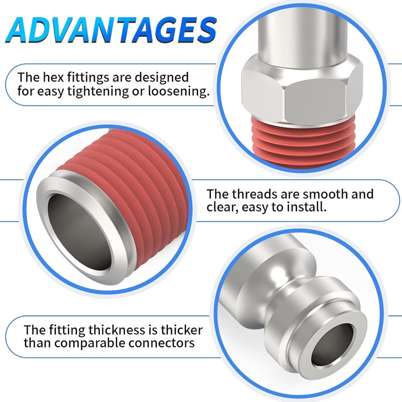 ChillWaves Automotive T-Style Air Plug, 1/4" NPT Male Pneumatic Plugs, Air Compressor Accessories Fittings(10-PACK) - Image 4
